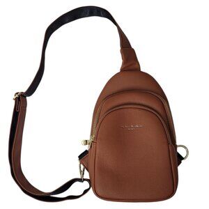 INICAT Tan/Brown Vegan Leather Crossbody Sling Purse